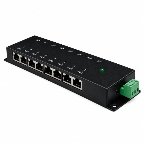 PoE Injector: 8 Ports: Any voltage from 12VDC to 48VDC (Passive)