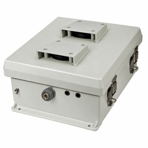 HWN12V Enclosure 12x10x5" vented w/ mount plate. FRP NEMA Type 3R, 3X/IP24