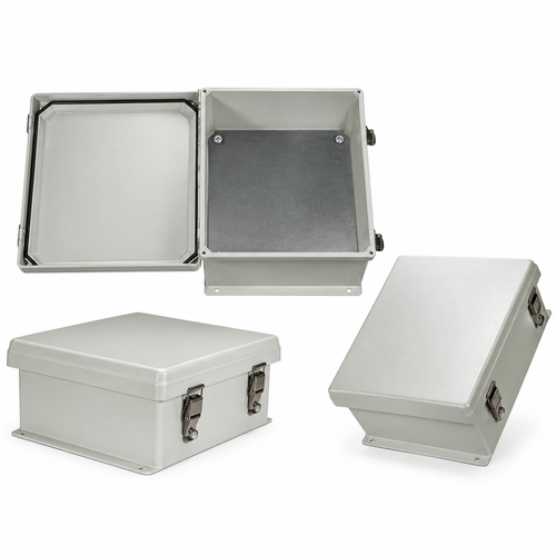 Enclosure 14x12x7 FRP w/ blank mount plate. NEMA Type 4, 4X / IP66