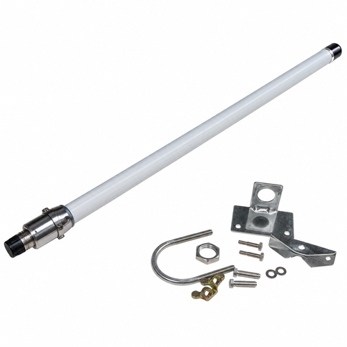 This 5.1 - 5.8 GHz 12dBi Omni-directional antenna is waterproof and will last in a marine / salt spray environment for about 1 year, before showing signs of corrosion.  Comes with mounts for pole or wall.