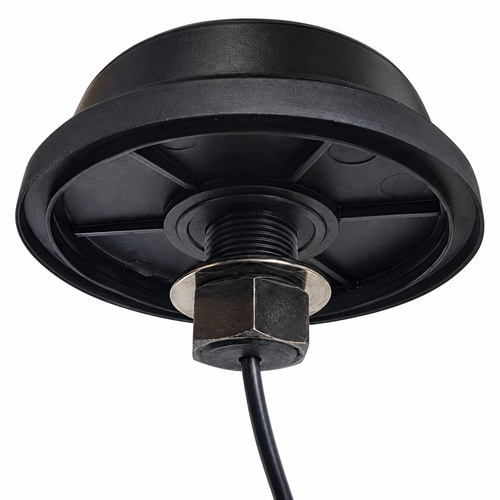 Waterproof antenna with through-hole screw-mount enables mounting on a ceiling panel or any other type of panel (such as drywall) that you can drill a hole through.