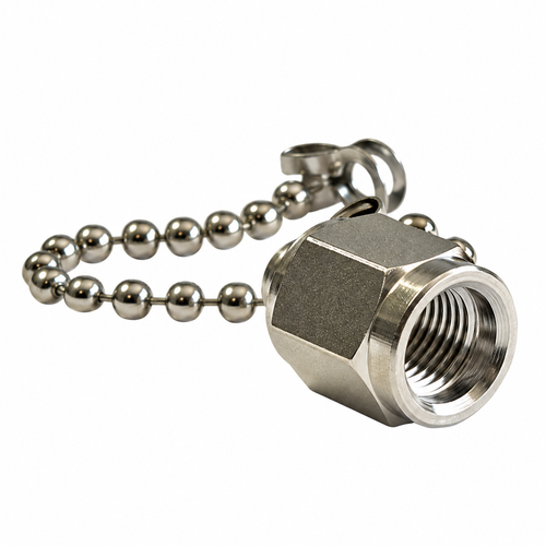 Nickel dust cover for RP-SMA female with chain