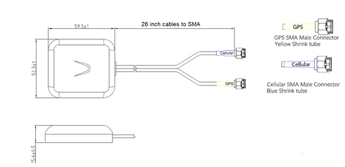 Combo LTE and GPS Antenna Dimensions
