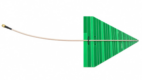 Directional LPDA antenna with attached coaxial cable and connector