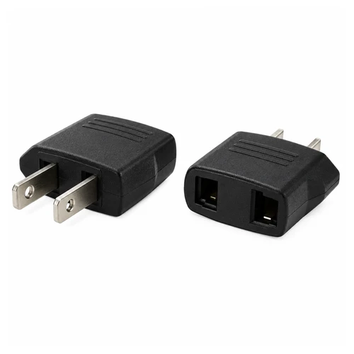 Electric plug adapter: Europe to US (EU round to American flat-plug)