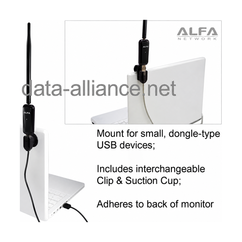 Mount for USB WiFi adapters: Clip & Suction Cup included: Mount to Laptop Monitor