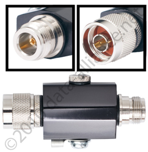 Lightning Surge Arrestor: 0 to 6GHz N-male to N-female connectors.