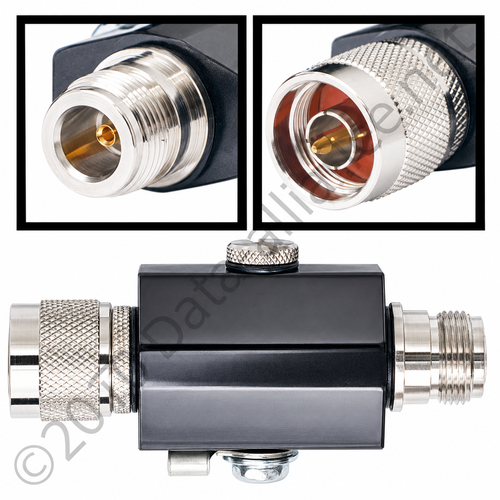 Lightning Surge Arrestor: 0 to 6GHz N-male to N-female connectors.