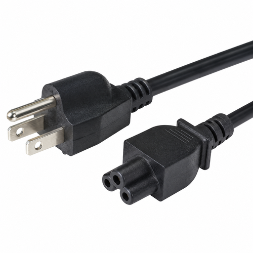 Power Cord for Laptop 2ft 18 AWG 3-Slot (IEC320 C5 to NEMA 5-15P)