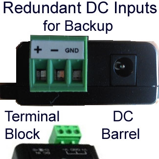 8 Ports 12 - 48V DC Input Passive POE Injector with Power Redundancy