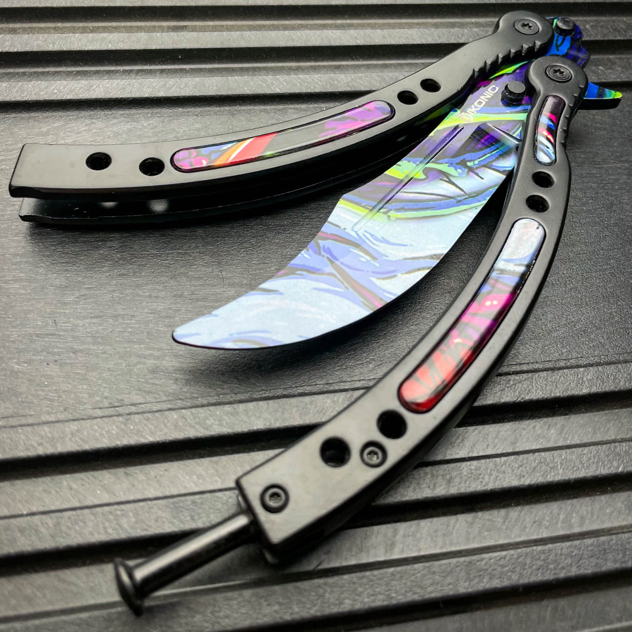 CSGO BUTTERFLY GALAXY WHITE BALISONG TRAINER KNIFE MEGAKNIFE