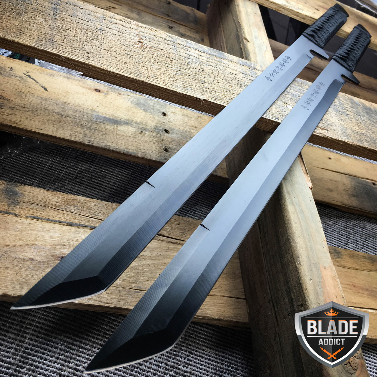 27 Black Ninja Tactical Full Tang Fixed Blade Machete Survival Zombie Sword New Megaknife 7354