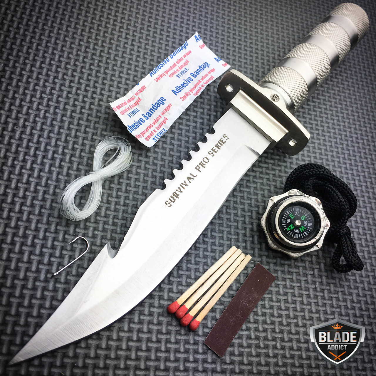 8.25 Tactical Fishing Hunting Knife w/ Sheath Survival Kit Bowie Camping  Tool