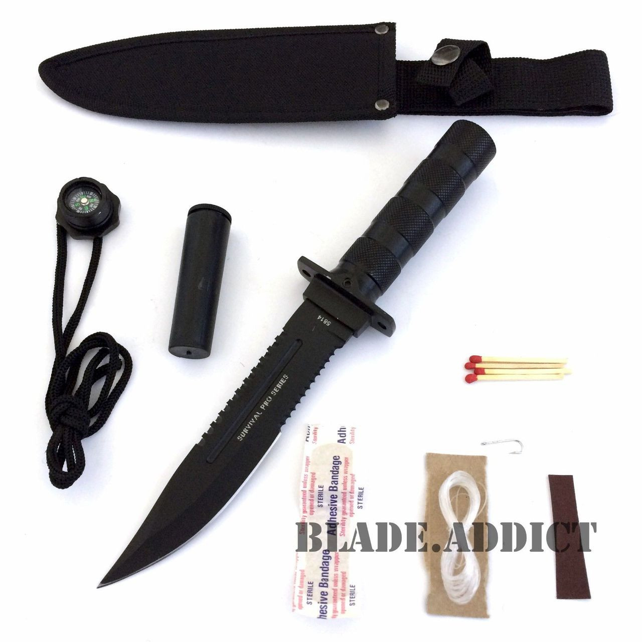 11 Tactical Fishing Hunting RAMBO Knife w Sheath Bowie Survival Kit  Camping - MEGAKNIFE