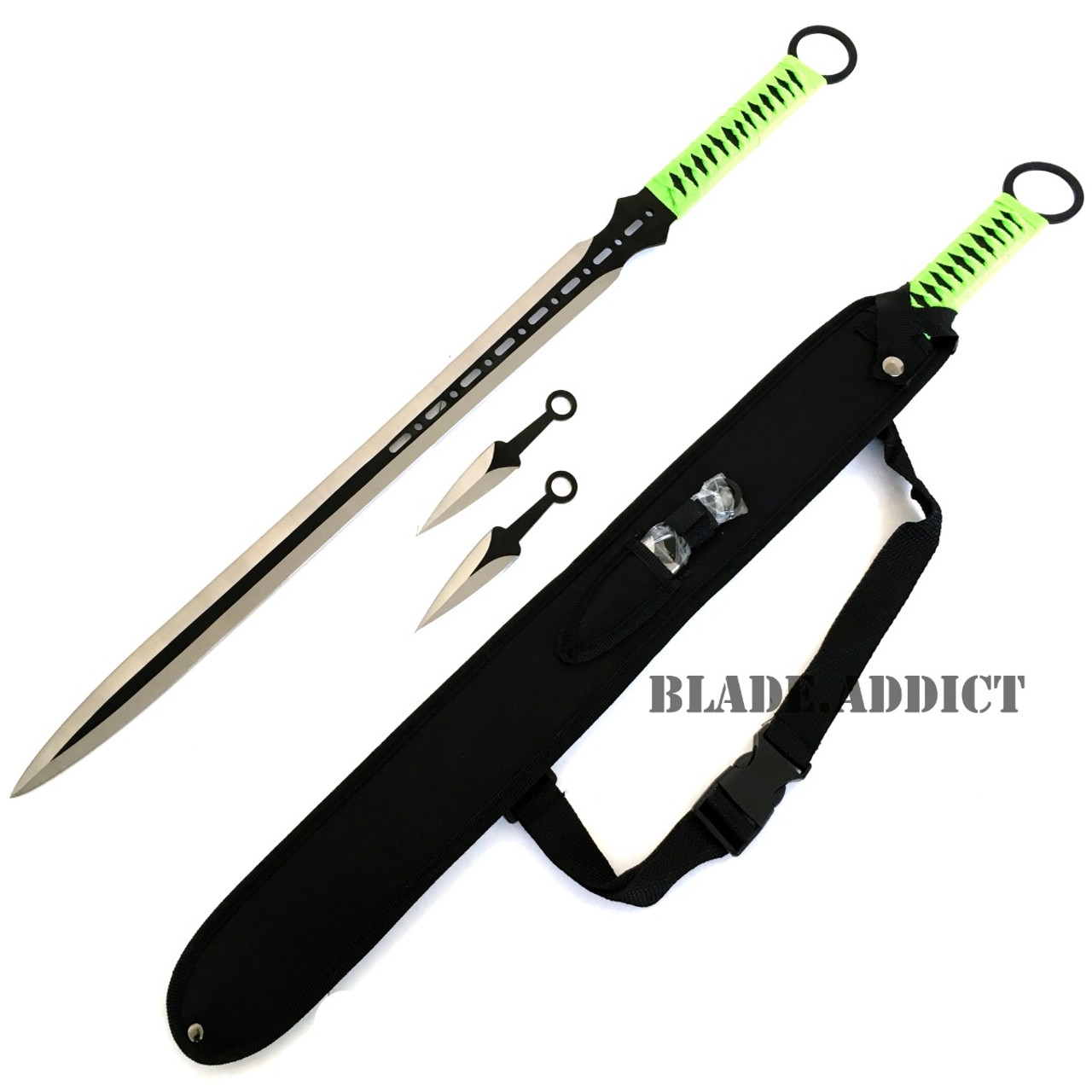 28 NINJA SWORD Full Tang Machete Tactical Fixed Blade Katana + Throwing  Knives - MEGAKNIFE