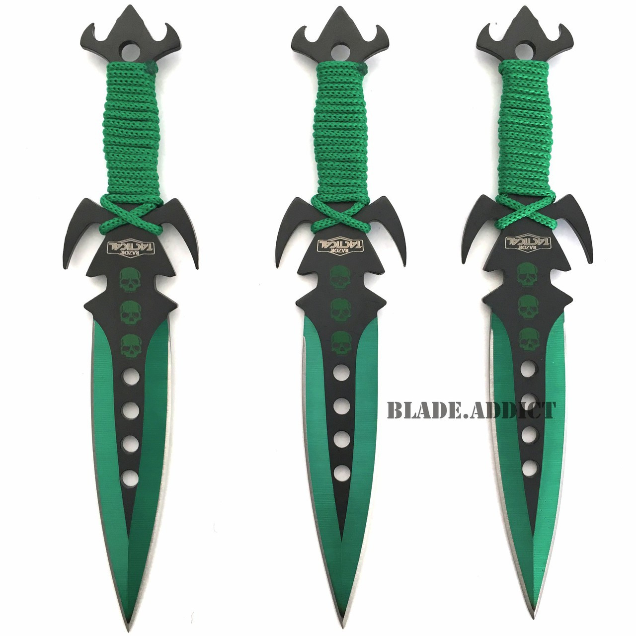 3PC 7.5 Ninja Tactical RAINBOW TITANIUM Kunai Throwing Knife w Sheath -  MEGAKNIFE