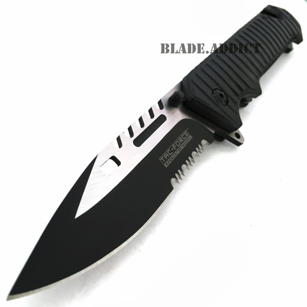 9" TAC FORCE Spring Assisted Open SAWBACK BOWIE Tactical Rescue Pocket