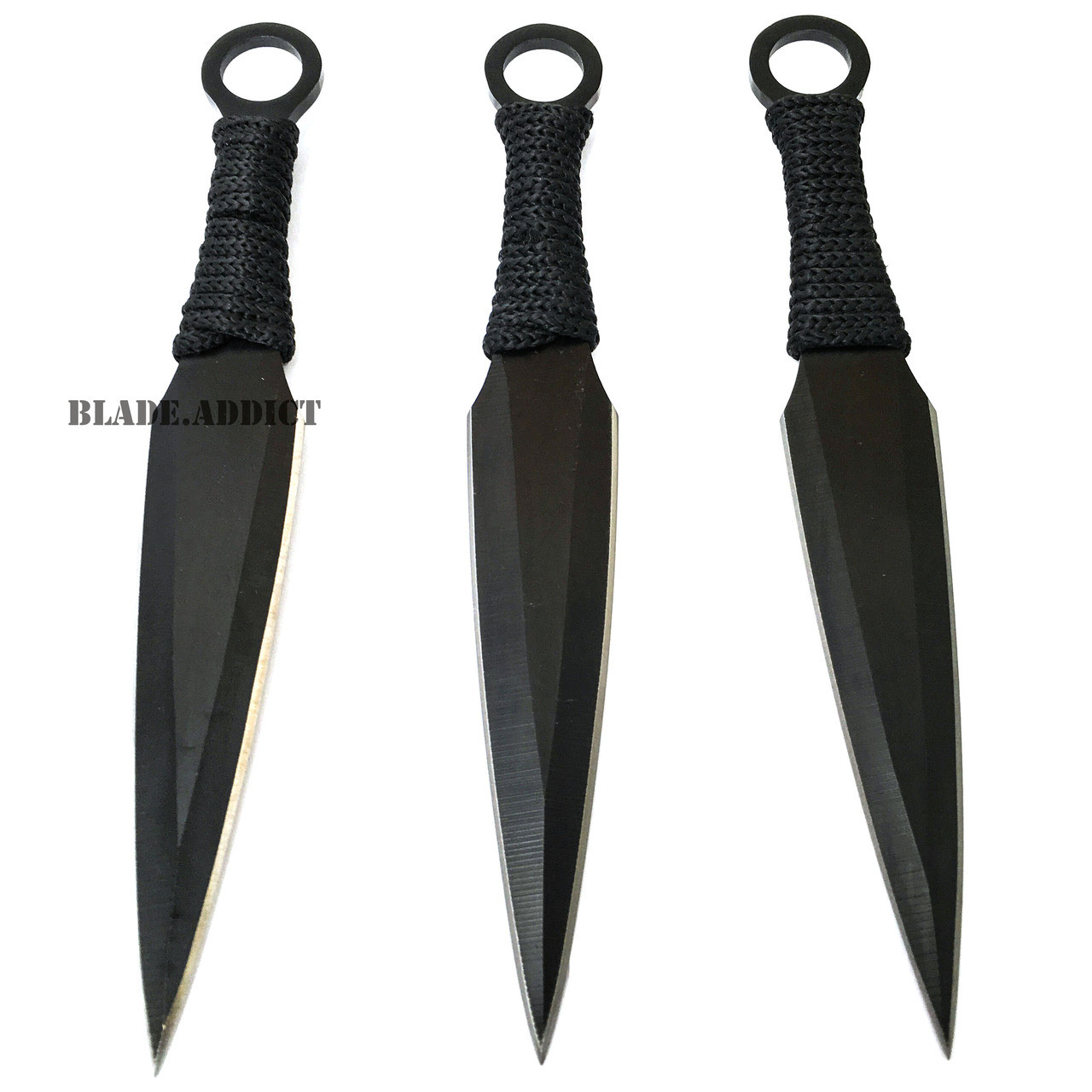 6pc SET Black Tactical KUNAI NINJA Throwing Knives HUNTING Combat w/Sheath  7