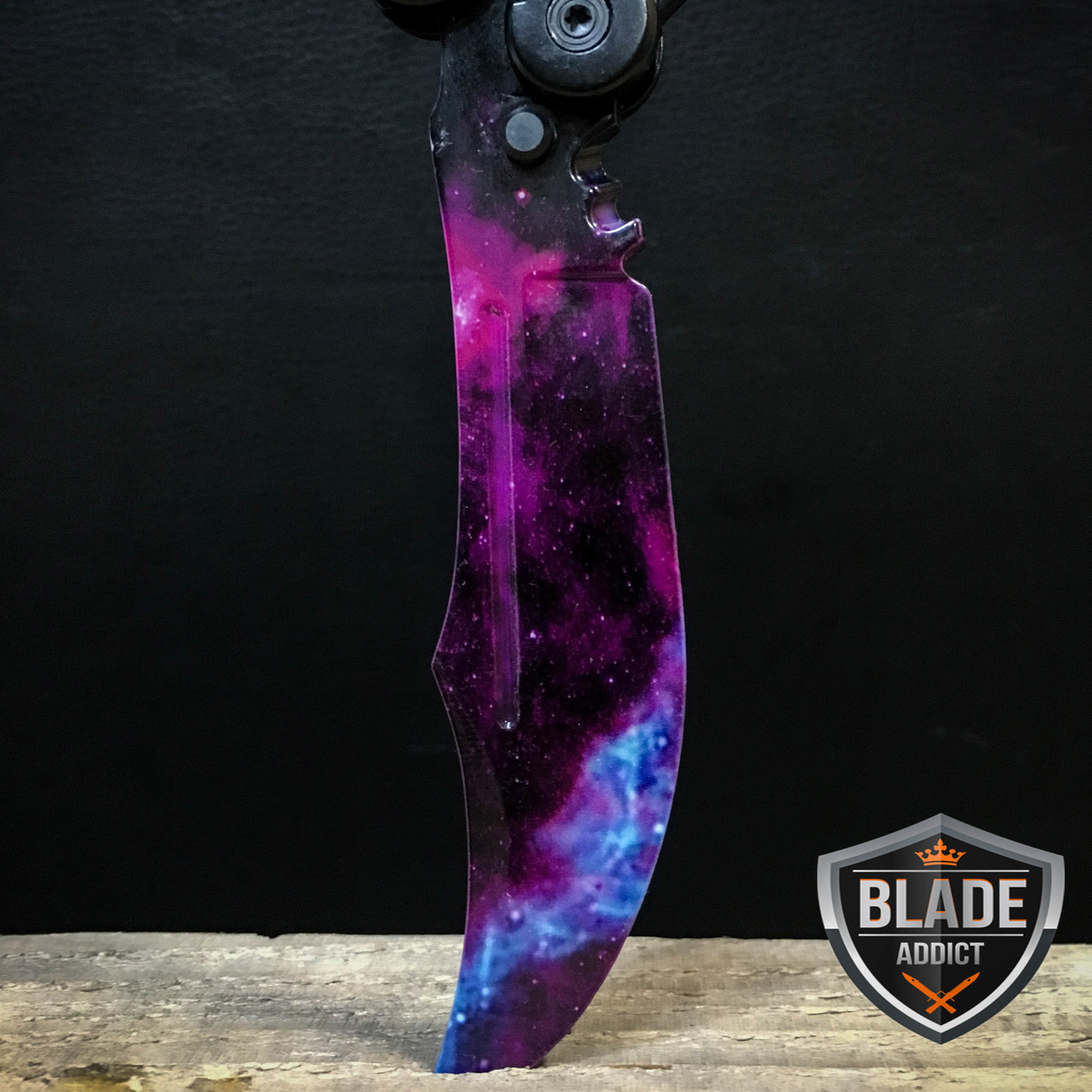 CSGO BUTTERFLY GALAXY BLACK BALISONG TRAINER KNIFE - MEGAKNIFE