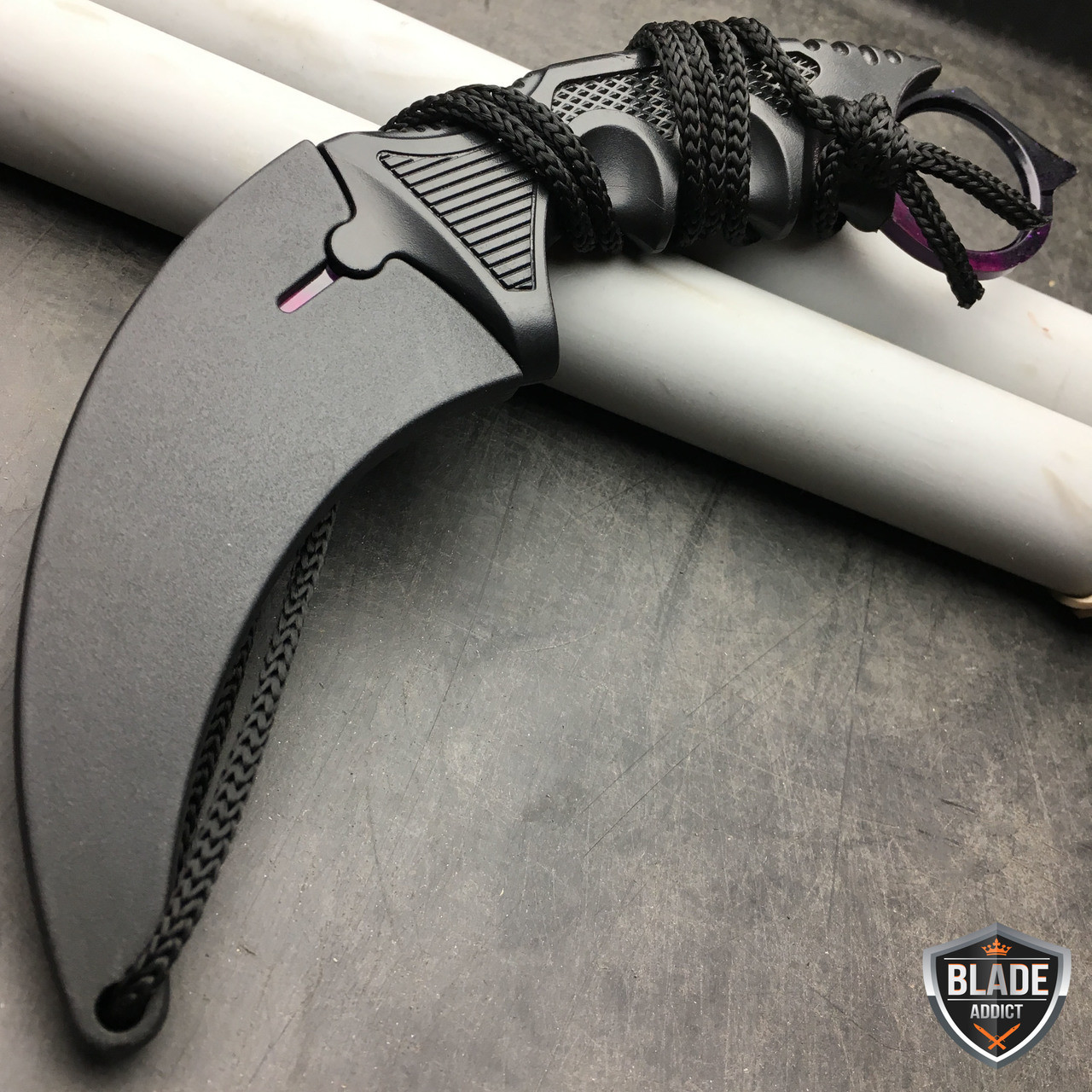 3 PC CSGO White Galaxy Gut Hook Fixed Blade Bayonet Knife Karambit SET