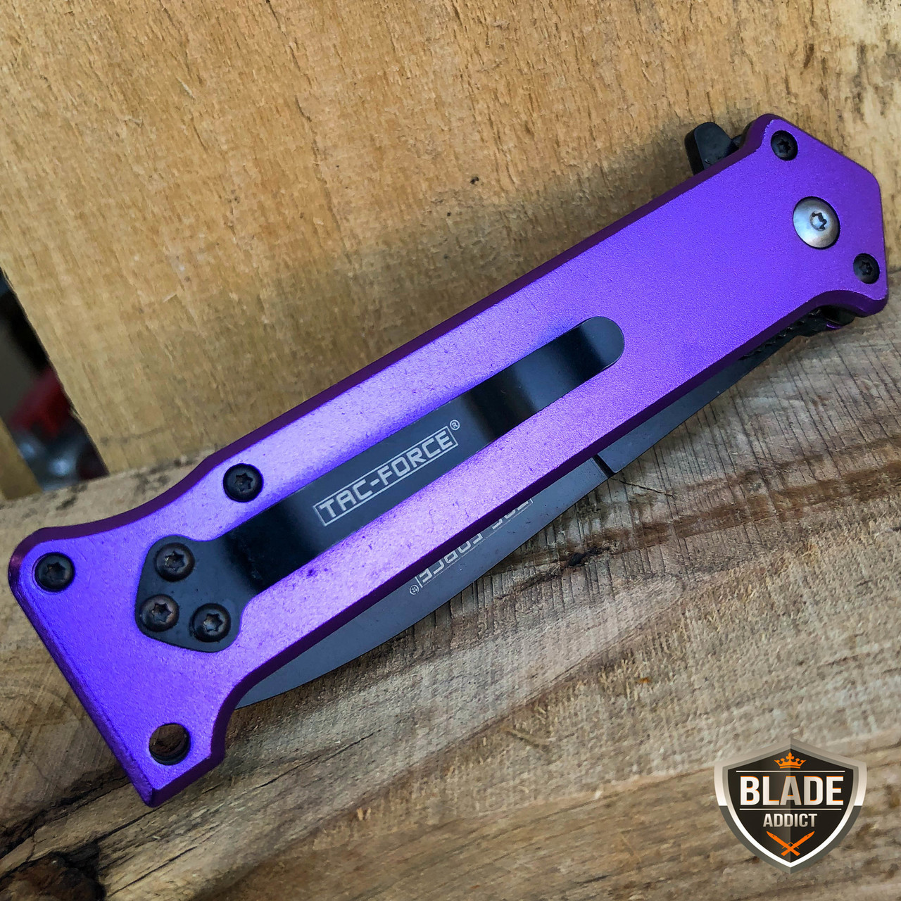 Tac Force Assisted Open Purple Joker Why So Serious? Green Blade Fantasy  Knife!