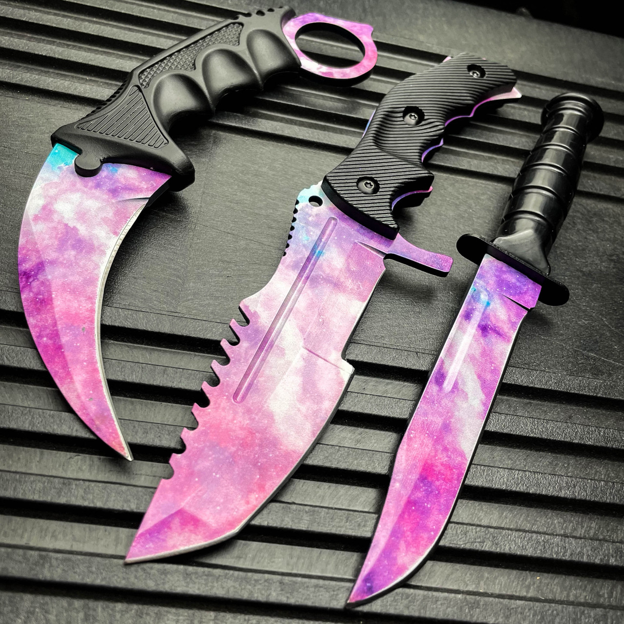 3 - pc. Tactical, Hunting, and Karambit Knife Set Collection