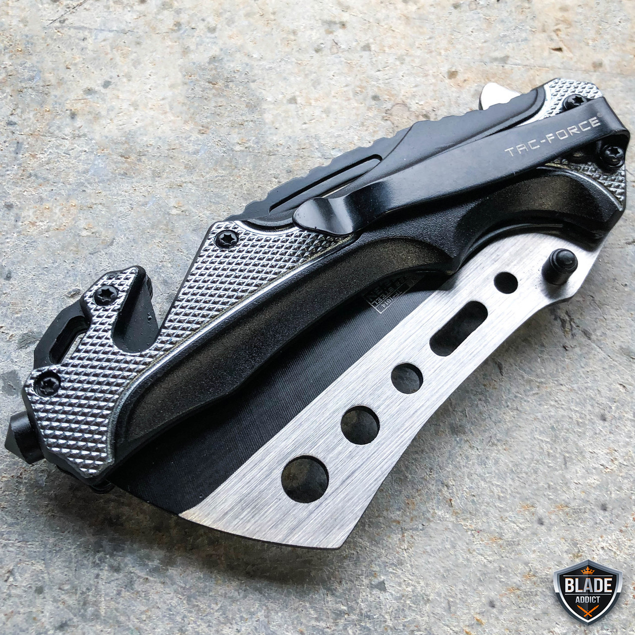 Gray Spring-Assist Folding KnifeTac-Force 3.5" Sheepsfoot Blade Rescue EDC 