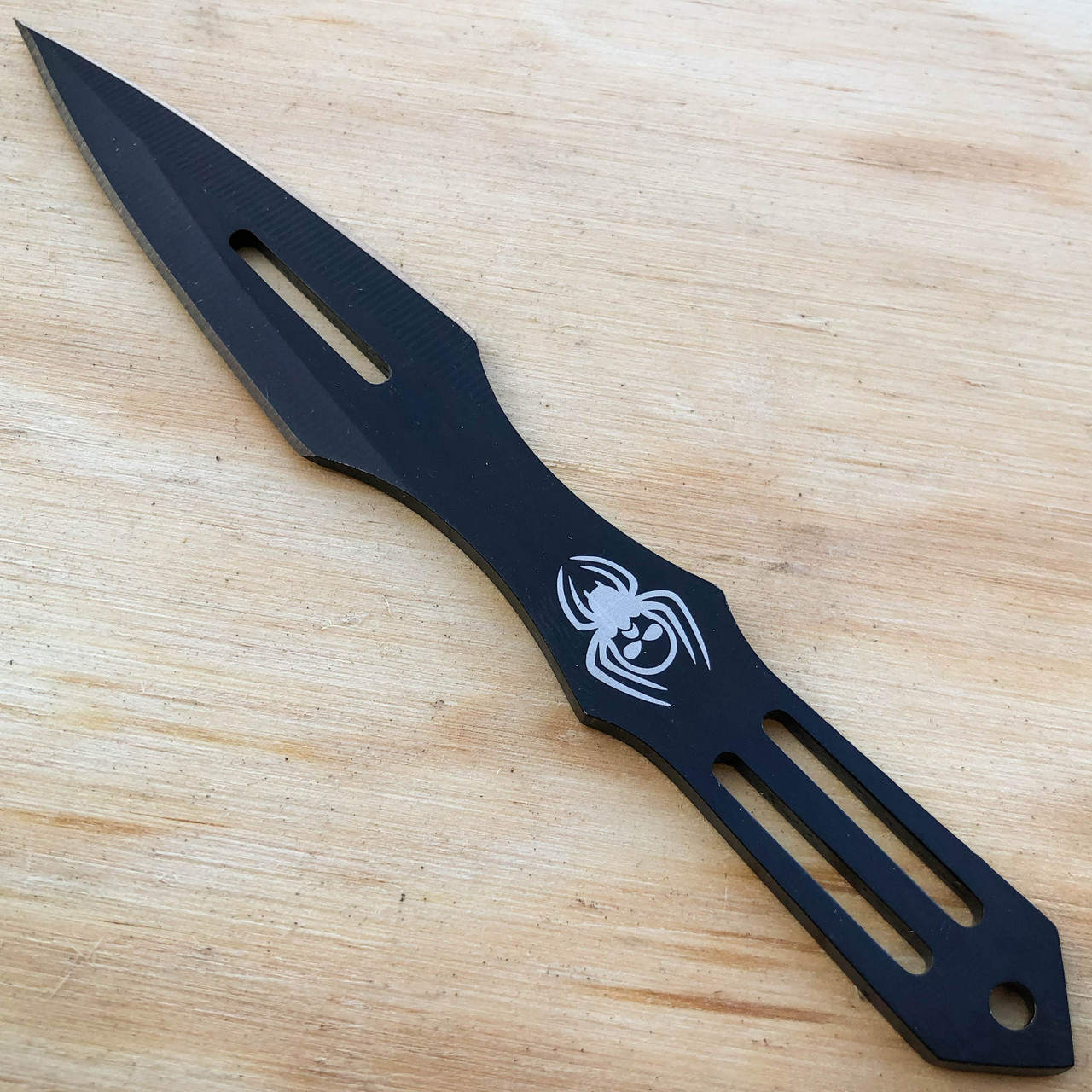 6pc SET 5.5 Black Kunai Throwing Knives Ninja Knife Fixed Blade Dagger  w/Sheath