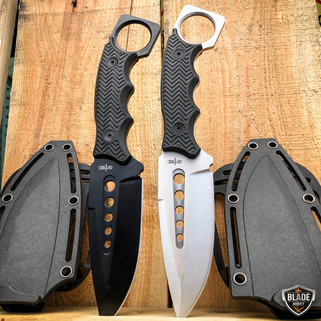 8.5 Fixed Blade Tactical Hunting Knife with Paddle ABS Belt Loop Holster  Sheath - MEGAKNIFE