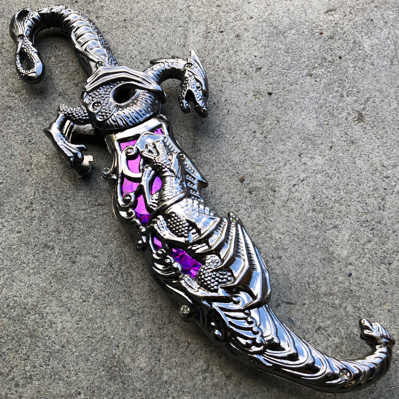  S.S. Fixed Knives 10 inches Dragon Fantasy Sword Dagger  Stainless Steel Fixed Blade Knife Gothic Collectible Purple + Free eBook by  Survival Steel : Tools & Home Improvement