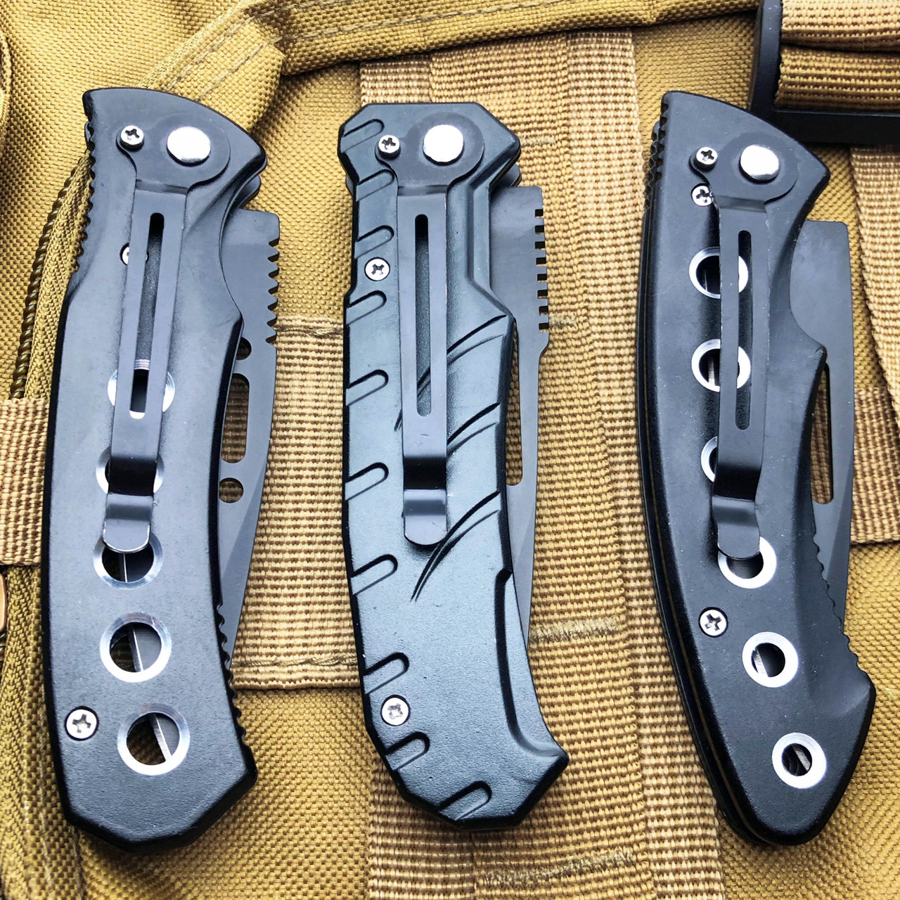 Black Ballistic Switch Blade Pocket Knife - MEGAKNIFE