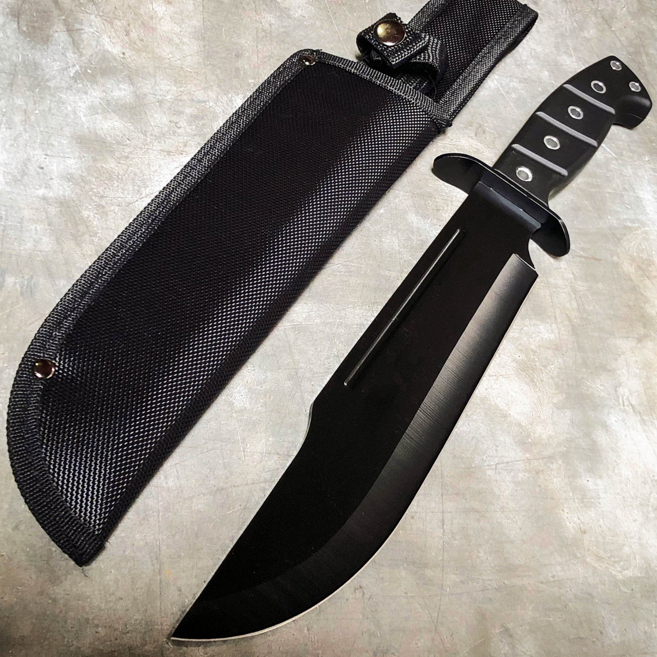 9 Night Ops Tactical SAWBACK Bowie Knife w/SHEATH Military Fixed Blade  Survival