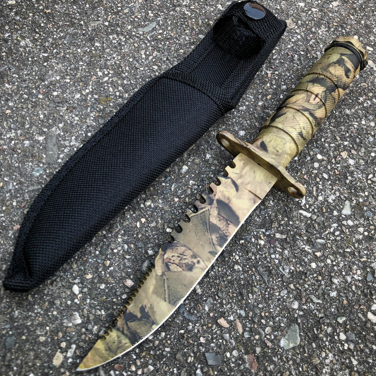 8.5 Fixed Blade Tactical Hunting Knife with Paddle ABS Belt Loop Holster  Sheath - MEGAKNIFE