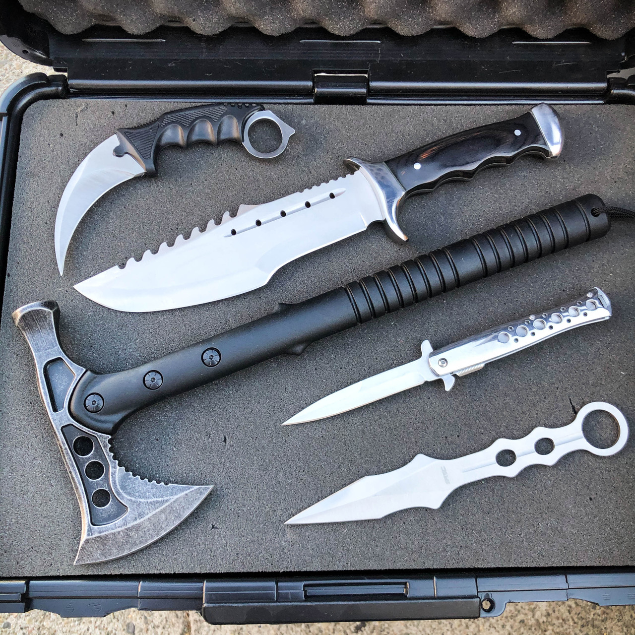 5PC Silver Tactical Set - MEGAKNIFE