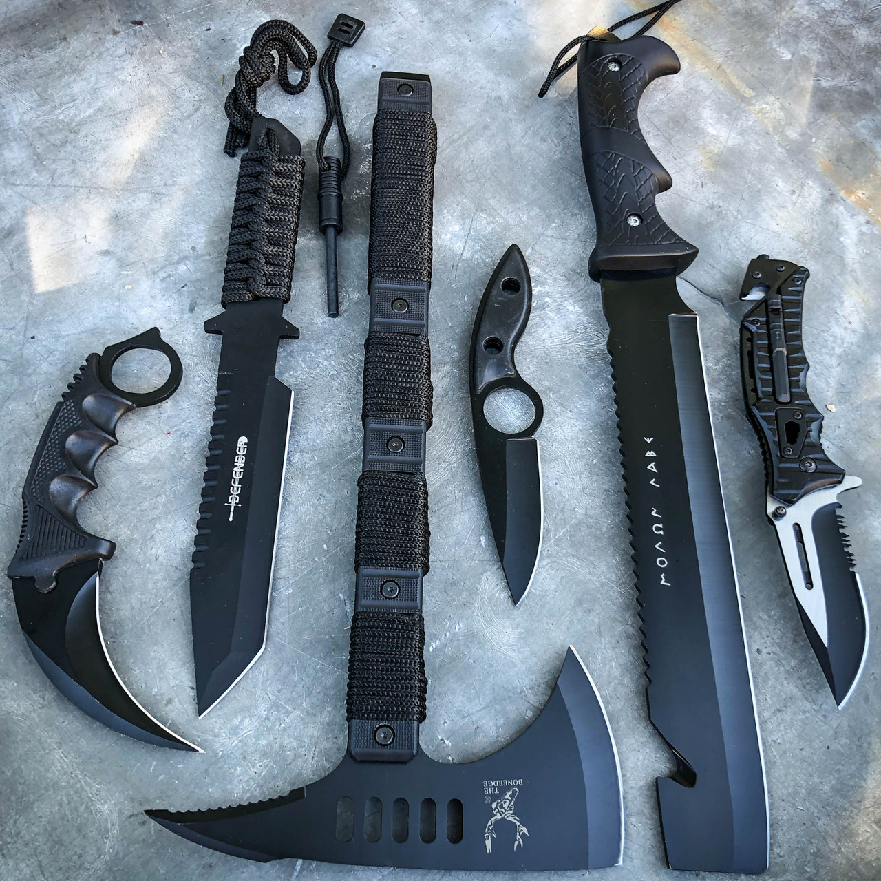 black survival knife