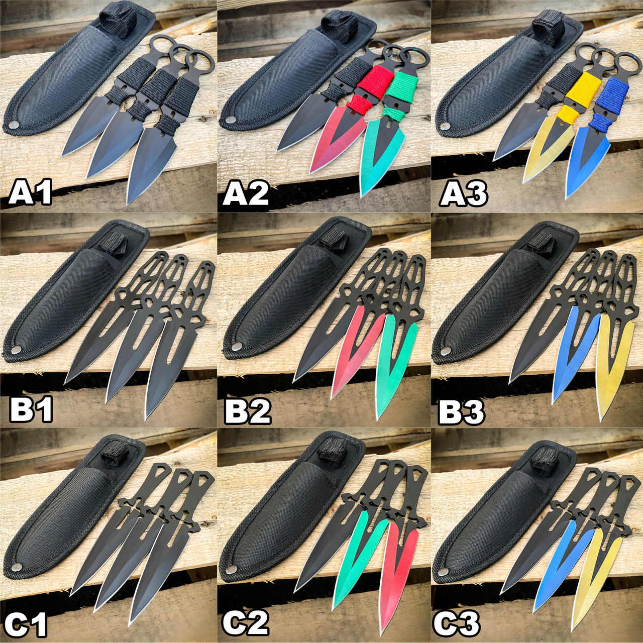  6 pcs. Ninja Tactical Combat Hunting Kunai Throwing Knife Set  w/ Sheath Case : Sports & Outdoors