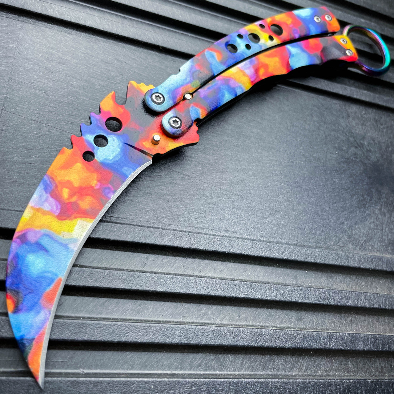 Blue Karambit Tactical Butterfly Knife Sharp Limited Edition - Edge Import