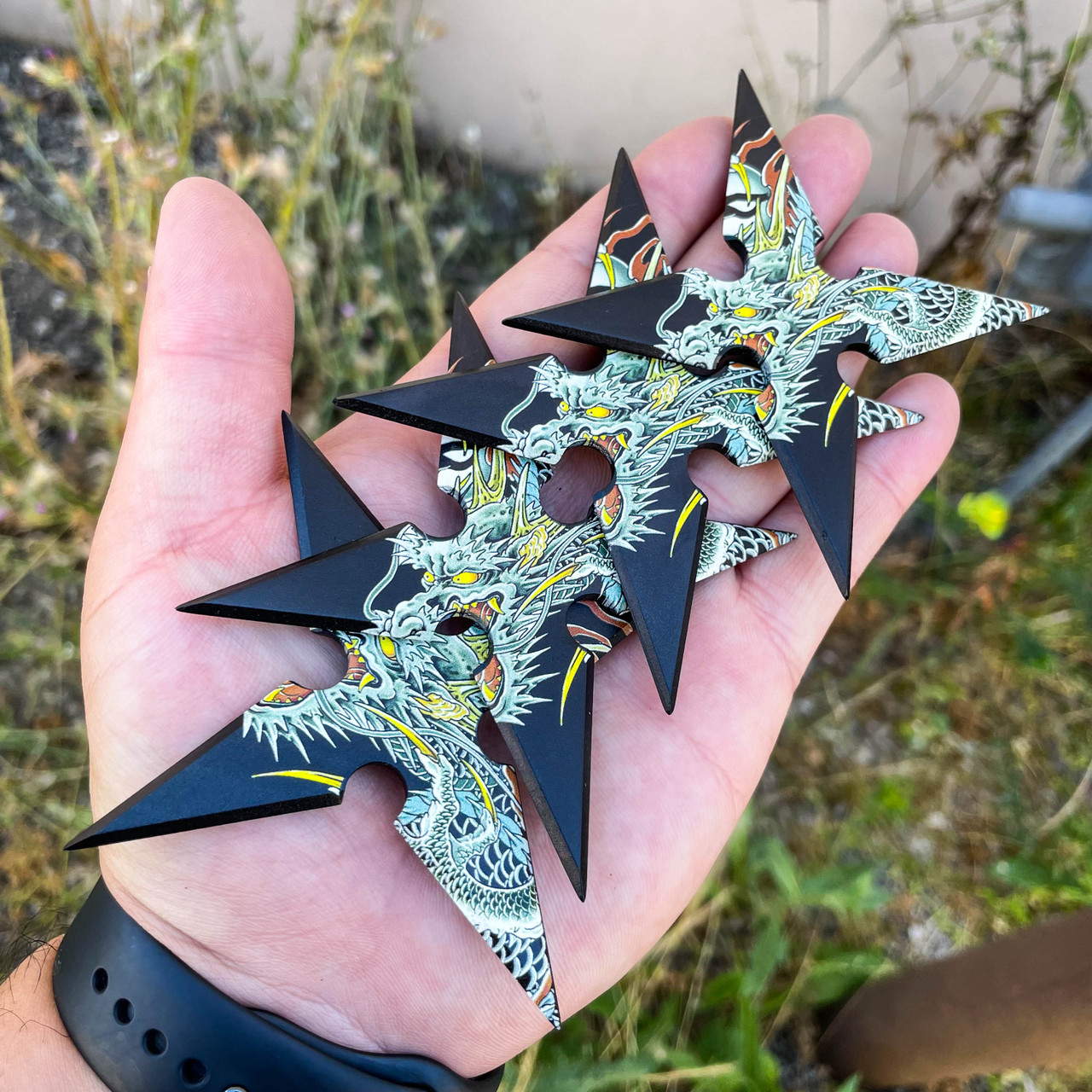 4PC Dragon Shuriken Throwing Ninja Stars - MEGAKNIFE