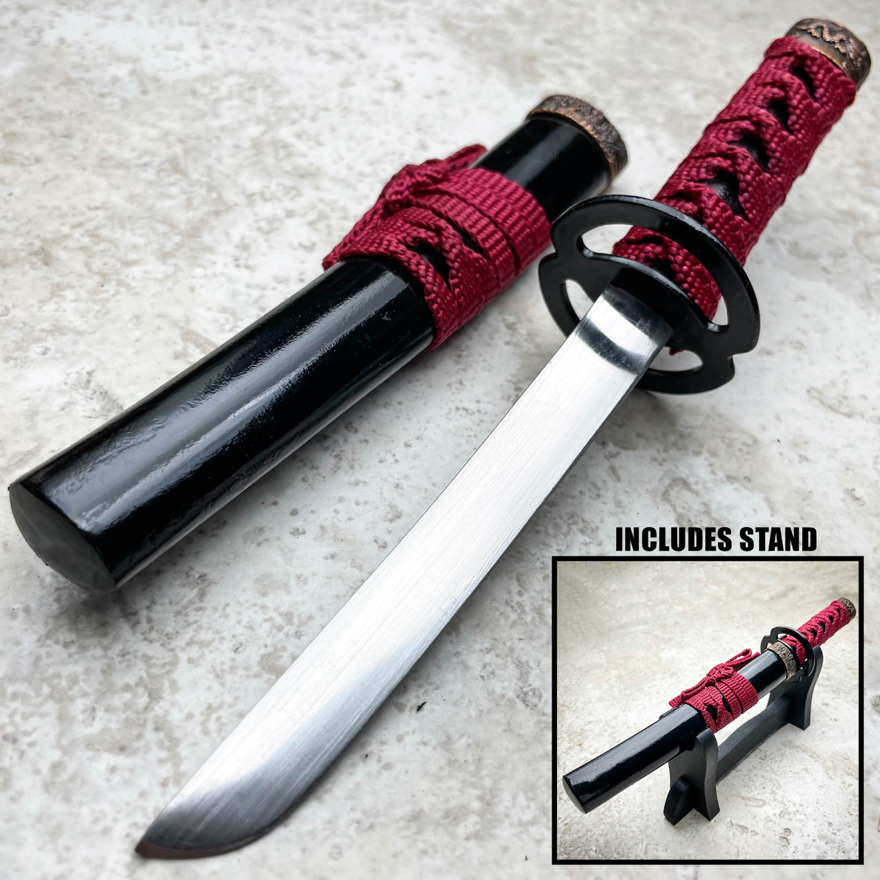 2PC Japanese Samurai Sword Fixed Blade Letter Opener Katana Knife