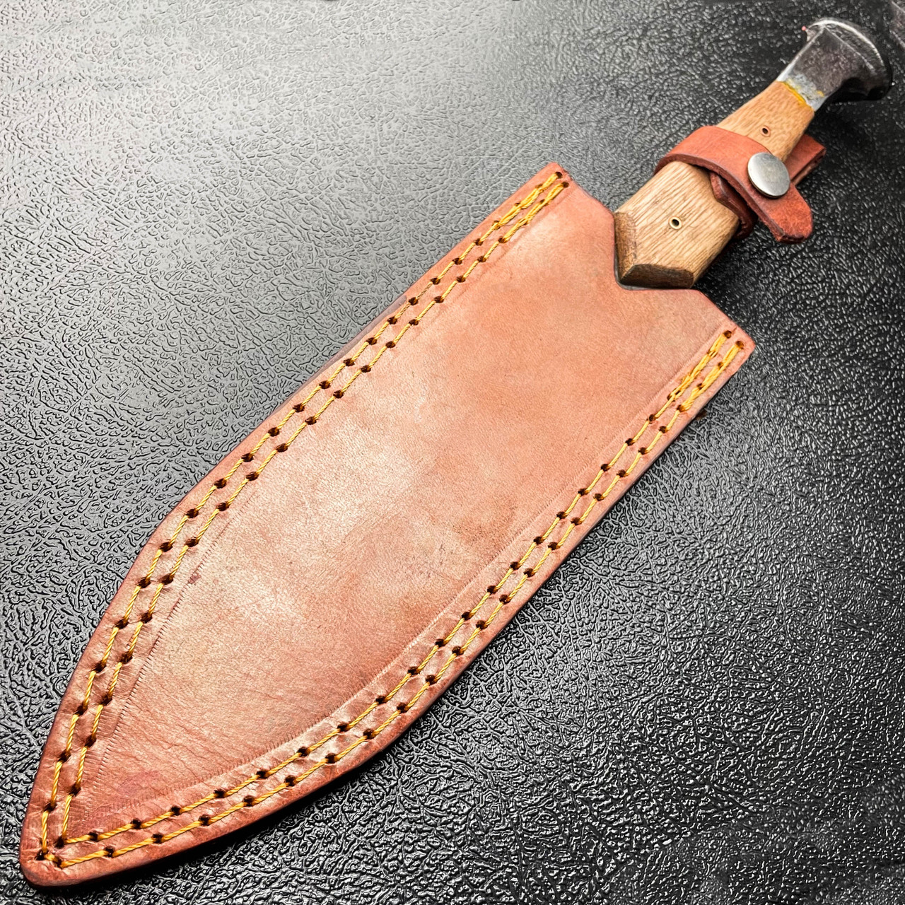 Rail Steel Hand Forged Hunting Fishing Knife with Fancy Sheath