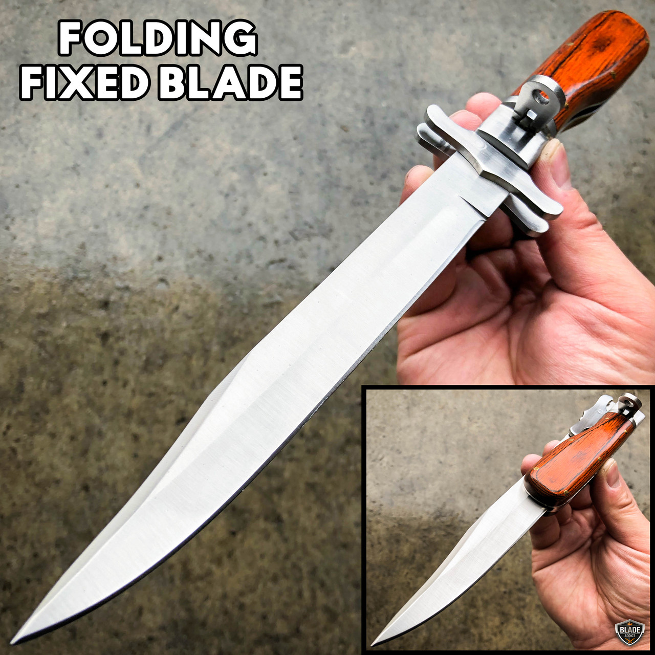 12 Hunting Bayonet Tactical Folding Knife Survival Army Knife 440 Blade  With Leather Knife Cover