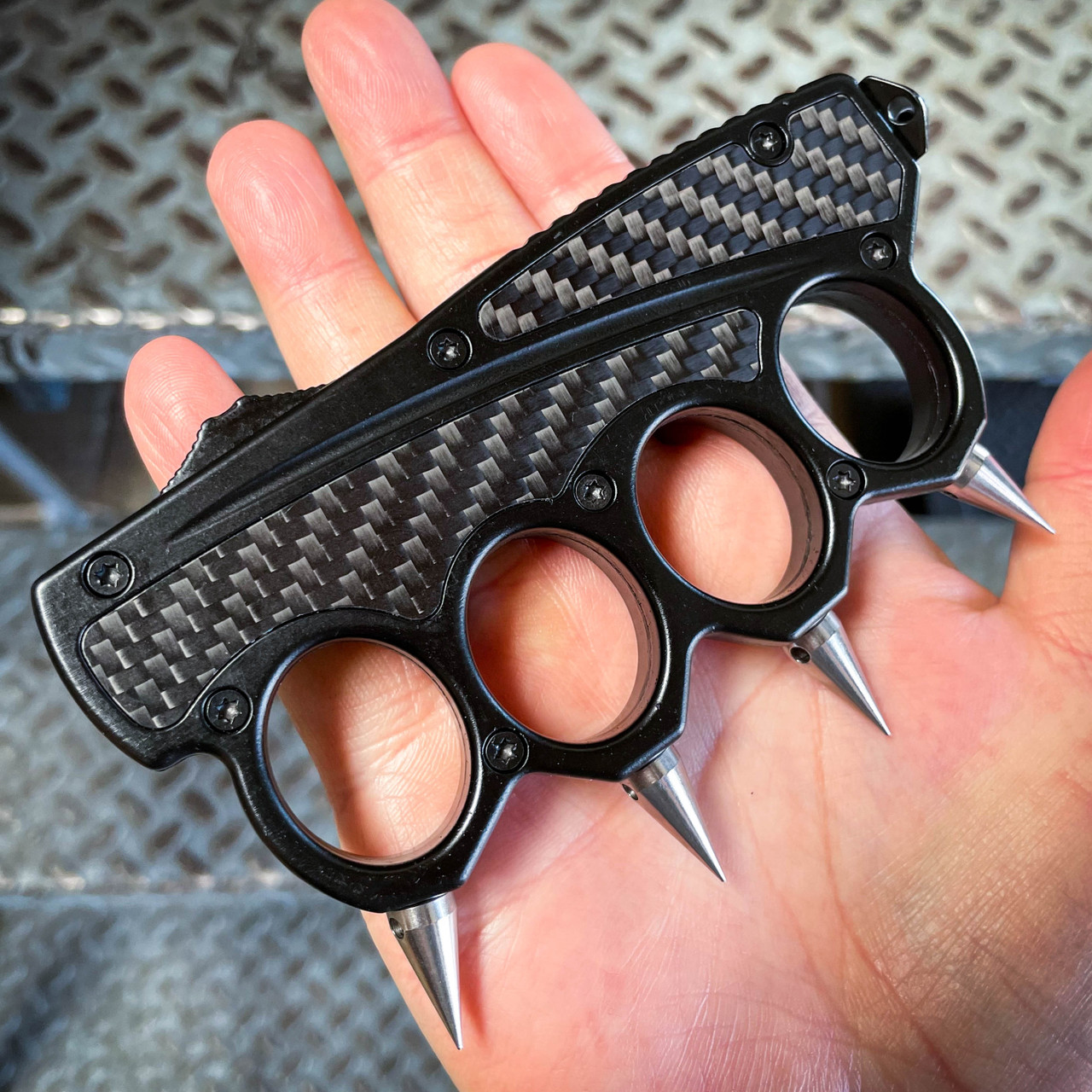 Spiked OTF Automatic Carbon Fiber Knuckle Out The Front Knif