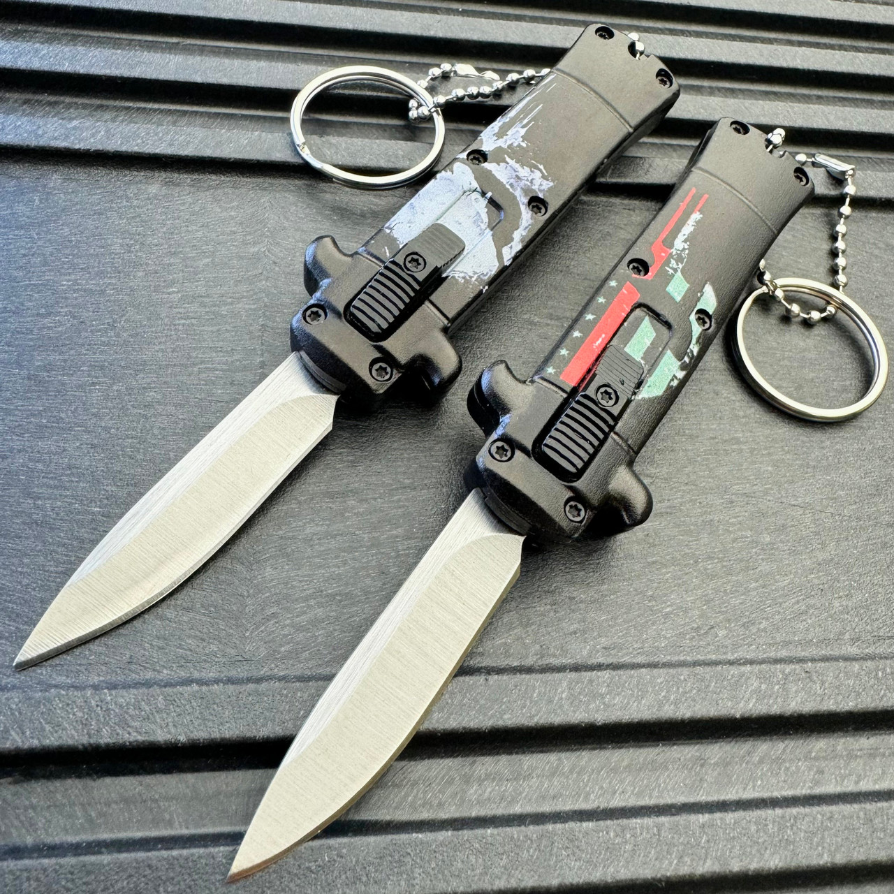 Punisher Mini Stiletto OTF Knife Keychains MEGAKNIFE