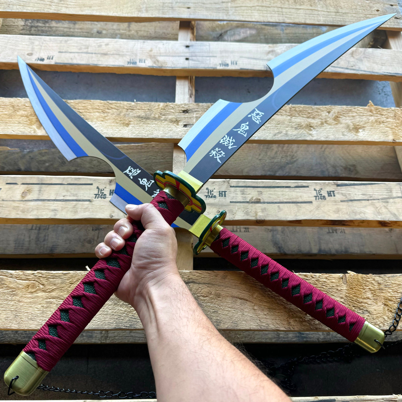 その他 NICHIRIN SWORD (TENGEN UZUI) Tengen Uzui Swords Amber Nichirin Blades w/ White Sheaths-Demon