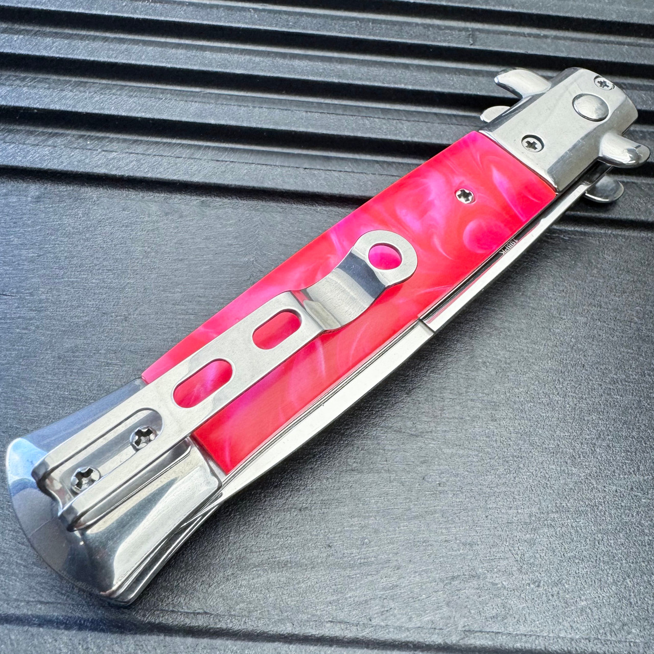 Pink Classic Stiletto Switch Blade New - MEGAKNIFE