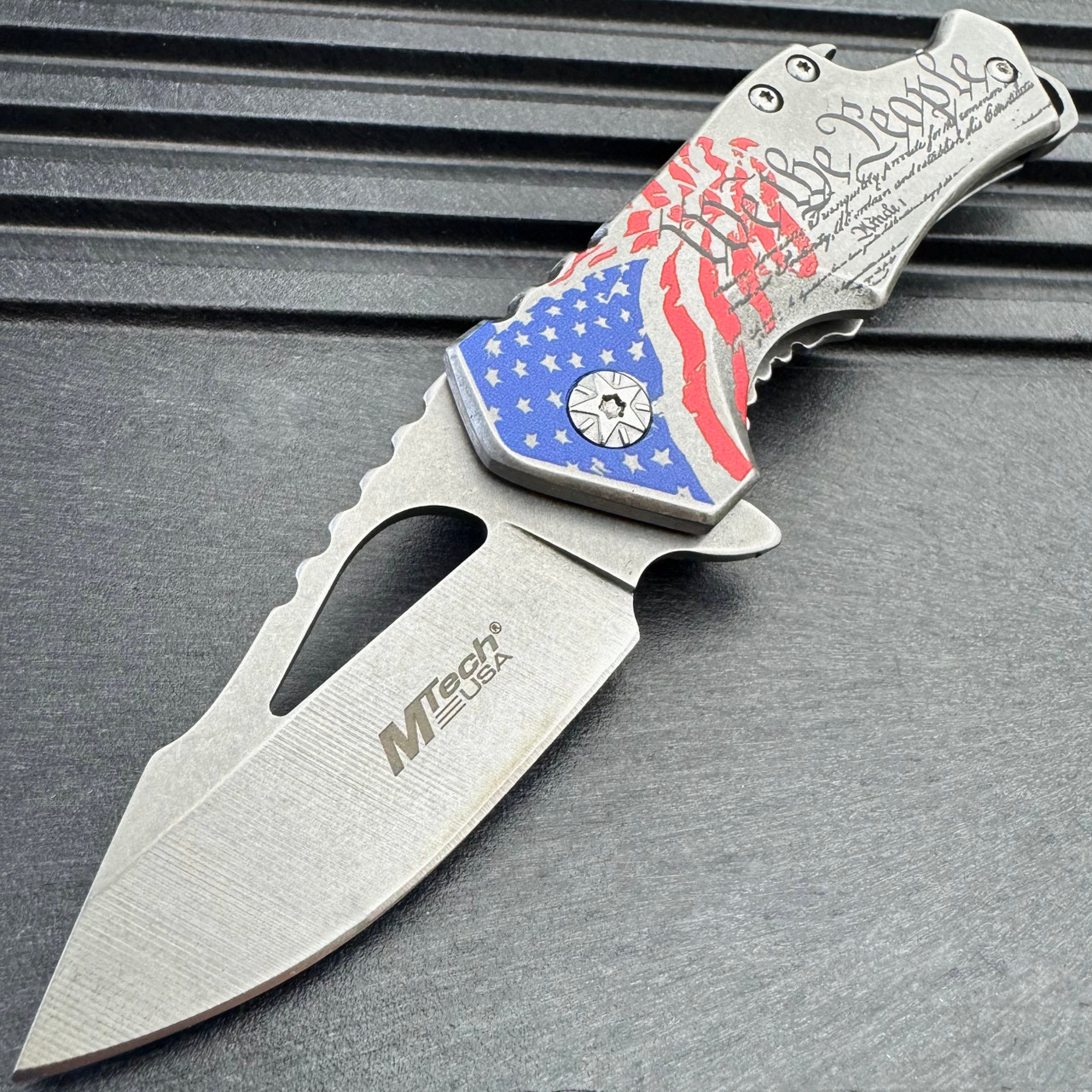 MTech USA Flag We The People Spring Assisted Open Folding Pocket