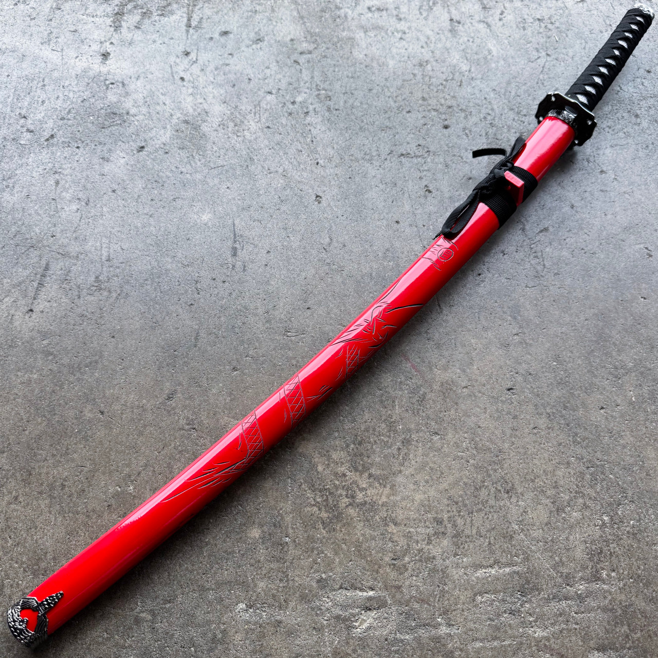 Red Japanese Samurai Sword KATANA High Ninja Blade Dragon Tang