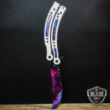 CSGO BUTTERFLY GALAXY WHITE BALISONG TRAINER KNIFE