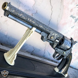 GOLD Outlaw Revolver Replica w Stand COLT NAVY CIVIL WAR CALVARY CONFEDERATE Gun