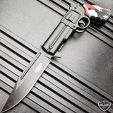 8.5" Tactical Spring Assisted HAND Gun PISTOL Folding Open Revolver Pocket Knife